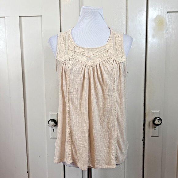 Maurices Sleeveless Top Size M Medium Cream Crochet Lace Boho Romantic Cottage - Picture 1 of 9